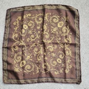 Vintage Silk Brown and Gold Paisley Scarf